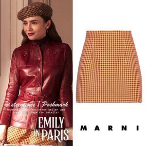 Marni Houndstooth Check Pattern Mini Skirt ASO Emily in Paris